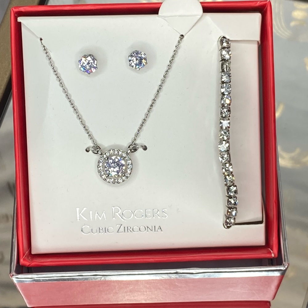 Kim Rogers Silver Cubic Zirconia Necklace Set